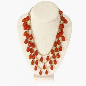 Vintage Robert Rose Multi-Strand Amber Crystal Statement Necklace